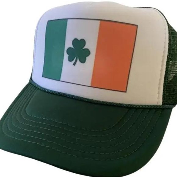 Other - Retro Fun Irish Flag Hat Ireland Trucker Hat Dark Green Cap Party St Patrick's